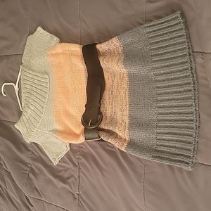 Sweater with belt.